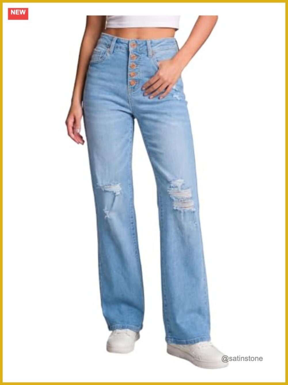High Waisted Ripped Flare Jeans Distressed Bell Bottom Wide Leg Pants